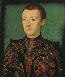 Retrato, de, um, nobre, em, armadura